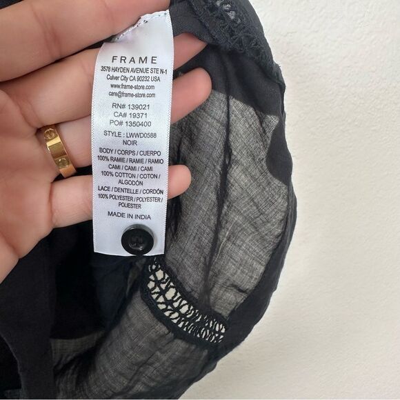 Frame Denim Black Mini Dress with Puff Sleeves and Mandarin Collar - Picture 8 of 11